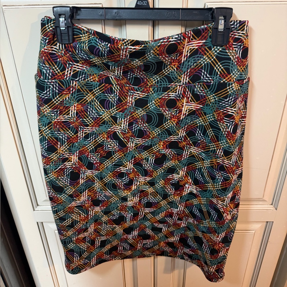 LuLaRoe Cassie Pencil Skirt Size L Bold Abstract Print